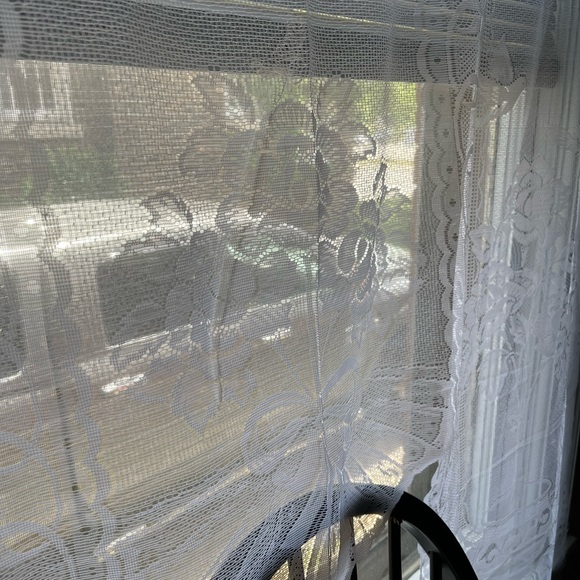 White Lace Look Half Window Curtains - Picture 5 of 9